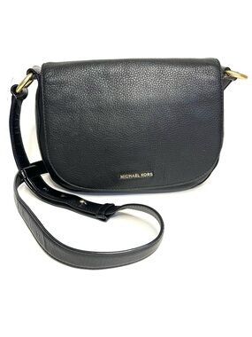 Michaels Kors Black Pebbled Leather Flap Crossbody